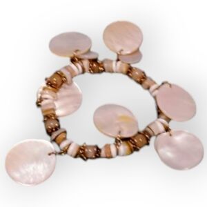 Mother Of Pearl Beige/Brown Shell Disc Boho Bracelet